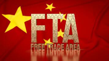 The Fta on China flag for Business concept 3d rendering photo