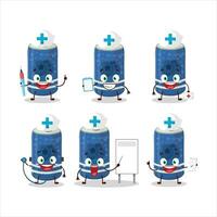 Doctor profession emoticon with berry soda can cartoon character vector