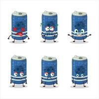 Berry soda can cartoon character with nope expression vector