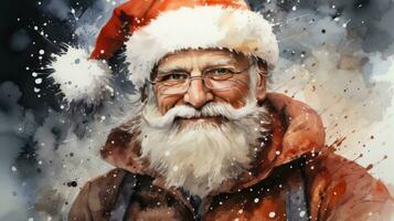 Illustration of a cheerful kind grandfather Santa Claus smiling joyful for the holiday Christmas and New Year photo