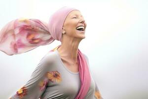 Beautiful woman wearing a headscarf and smiling photo