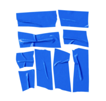 uppsättning av blå scotch tejp eller lim vinyl tejp i rand isolerat med klippning väg i png fil formatera
