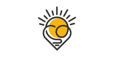 The logo design is a combination of a love shape with a light bulb made in a minimalist line style. vector