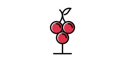 logo design combining the shape of a glass with grapes. vector