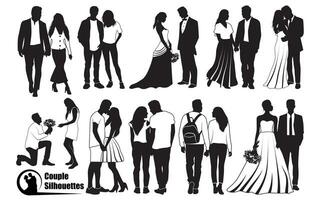 Romantic Couple Silhouettes Vector art