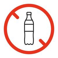 Forbidden plastic bottle, ban garbage sign. Prohibited container bottle symbol. Restriction on throwing plastic bottles, carry bottle. Vector sign