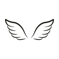 Wings line template icon. Wings for fly bird, angel and religious symbol. Wings badges decorative shapes. Vector outline illustration
