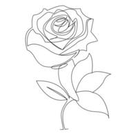 continuo uno línea Rosa flor contorno vector Arte dibujo