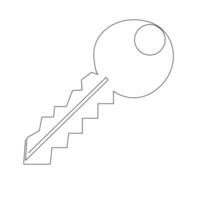 Continuous single line lock key outline vector art  drawing