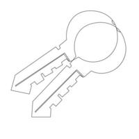 Continuous single line lock key outline vector art  drawing