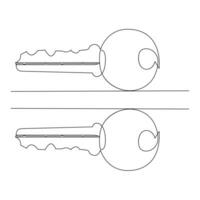 Continuous single line lock key outline vector art  drawing