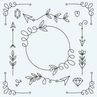 Hand drawn vector arrows and dividers. Lines, borders and frames set. Doodle design elements.