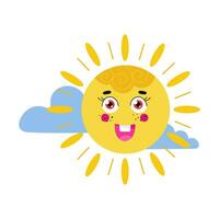 Cute Sun. Hand Drawn kids illustration. Vector