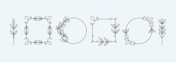 Hand drawn vector frame set. Round and square frames. Doodle design elements.