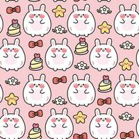 Seamless pattern of cute fat rabbit with icon background.Chubby rodents vector