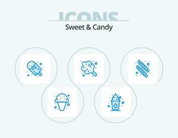 Sweet And Candy Blue Icon Pack 5 Icon Design. candies. food. candy. dessert. sweets vector