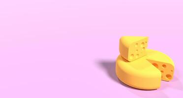 Cheese icon. 3D render of a cheese. Cheese concept. 3D rendering photo