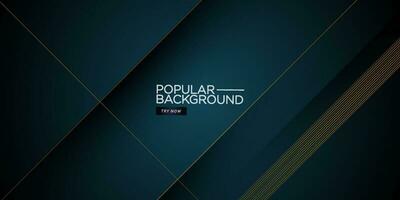 Abstract dark blue background with realistic shadow and gold lines pattern. Dark design with 3D concept. Blue futuristic wallpaper. Eps10 vector