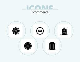Ecommerce Glyph Icon Pack 5 Icon Design. e commerce. email. remove. setting. e-commerce vector