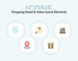 compras Al por menor y vídeo juego elementos plano icono paquete 5 5 icono diseño. impresión. compras. ropa. venta. descuento vector