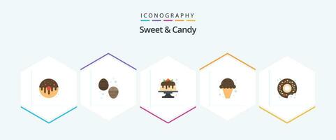 Sweet And Candy 25 Flat icon pack including sweets. food. sweets. dessert. food vector