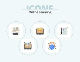 Online Learning Flat Icon Pack 5 Icon Design. monitor. light. headphone. document. keyboard vector