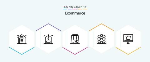 Ecommerce 25 Line icon pack including e-commerce. cart. discount. package. commerce vector