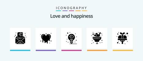 Love Glyph 5 Icon Pack Including add. love. love bulb. heart. ice. Creative Icons Design vector