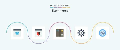 Ecommerce Flat 5 Icon Pack Including discount. gear. rate. e-commerce. cart vector