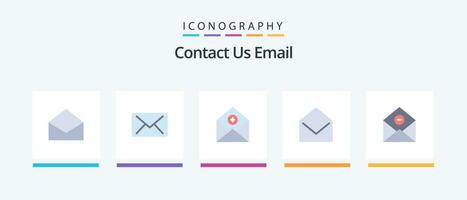 Email Flat 5 Icon Pack Including delete. open. add-mail. message. business. Creative Icons Design vector