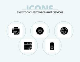 Devices Glyph Icon Pack 5 Icon Design. phone. dvd. computers. disc. hardware vector