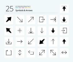 Symbols  Arrows 25 Solid Glyph icon pack including up. arrow. send. down. arrow vector