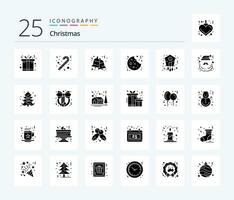 Christmas 25 Solid Glyph icon pack including timepiece. clock. christmas. christmas. dessert vector