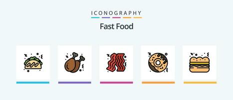 Fast Food Line Filled 5 Icon Pack Including . pizza. food. food. foodd. Creative Icons Design vector