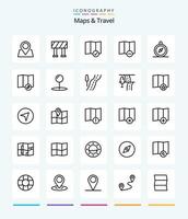 Creative Maps  Travel 25 OutLine icon pack  Such As pointer. coordinate. delete. map. navigation vector