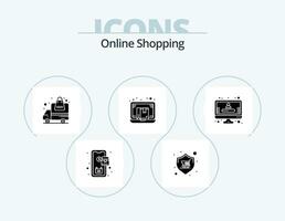 Online Shopping Glyph Icon Pack 5 Icon Design. online. e-commerce. warranty. drop shipper. order vector