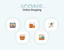 Online Shopping Flat Icon Pack 5 Icon Design. shopping. buy. e-commerce. purchase. favorite vector
