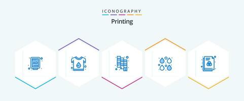 Printing 25 Blue icon pack including format. paint. catalog. edit. drop vector