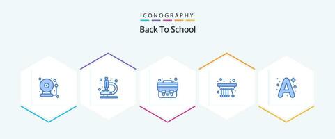 Back To School 25 Blue icon pack including school. a. school bag. a. physics vector