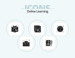 Online Learning Glyph Icon Pack 5 Icon Design. e-learning. website. education. course. webinar vector