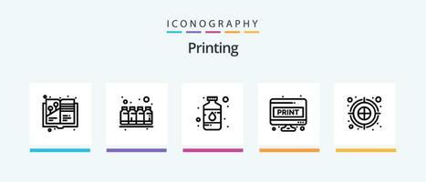 Printing Line 5 Icon Pack Including format. water. print. drop. street. Creative Icons Design vector