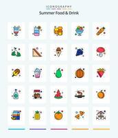 Creative Summer Food  Drink 25 Line FIlled icon pack  Such As sweet. dessert. lemon. cream. sweet vector