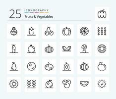 Fruits  Vegetables 25 Line icon pack including grill. lemon. fruit. fruit. vegetables vector