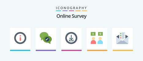 Online Survey Flat 5 Icon Pack Including mail. qa. business. online. answers. Creative Icons Design vector