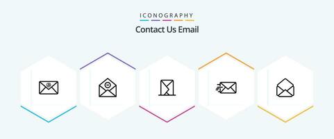 Email 25 Line icon pack including open. mail. envelope. message. email vector