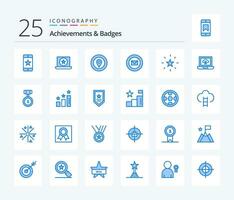 Achievements  Badges 25 Blue Color icon pack including favorite. stamps. location. sharp. mail vector