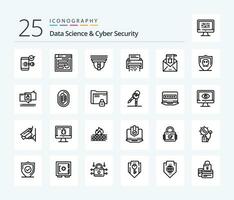 Data Science And Cyber Security 25 Line icon pack including confidential. secure. internet. security. website vector