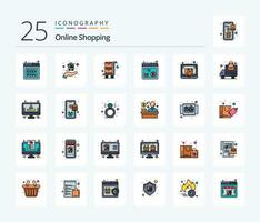 Online Shopping 25 Line Filled icon pack including drop shipper. web. shopping. shopping. discount vector