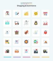 Creative Shopping  Ecommerce 25 Flat icon pack  Such As open. shopping. coin. shop. payment vector