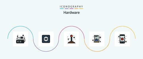 Hardware Line Filled Flat 5 Icon Pack Including . play. joystick. movie. sd-card vector